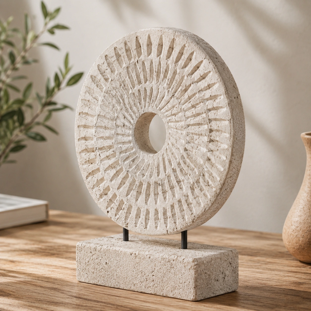 Escultura Circular Texturizada Beige