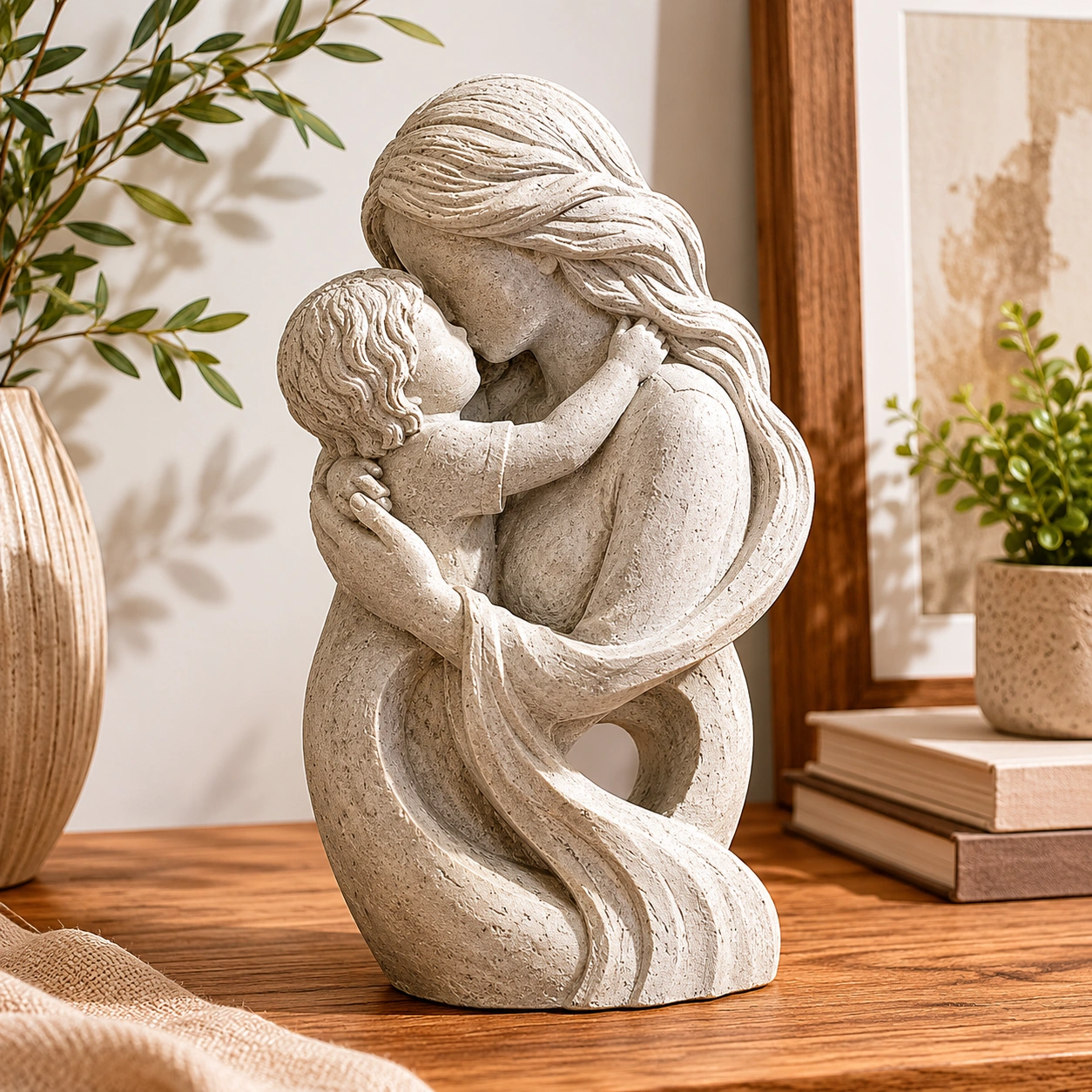Escultura Madre e Hijo Piedra Clara