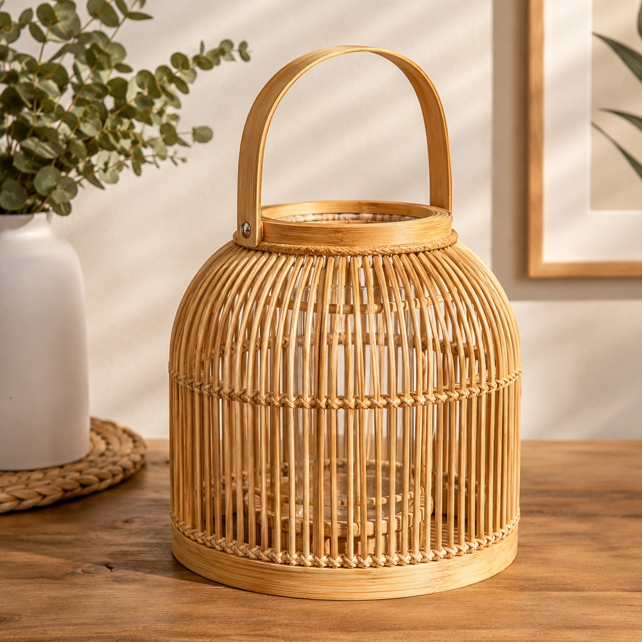 Farol Decorativo de Bambu Natural