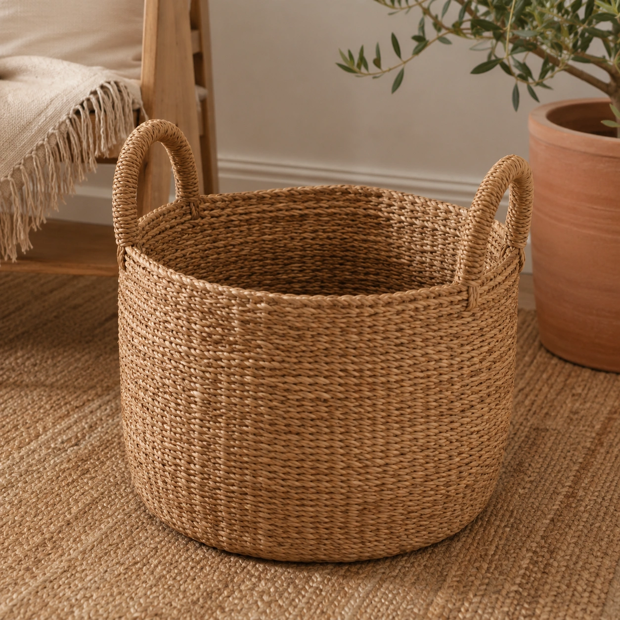 Cesta Organizadora Grande Color Beige Natural