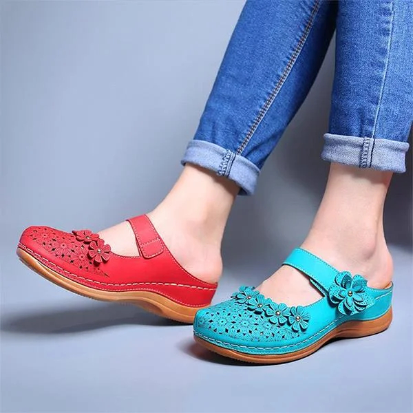 Comfy Floral Slip-On Wedge Sandal