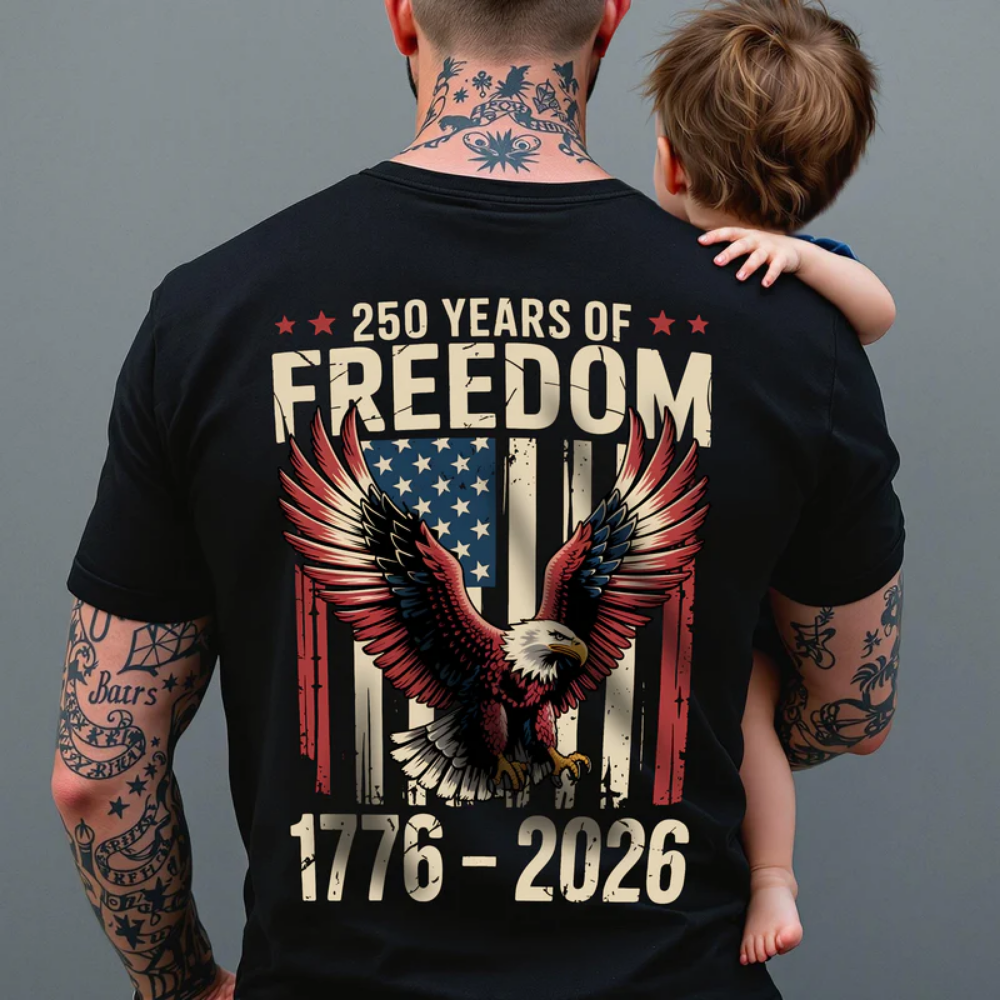 250 Years of Freedom 1776 2026 Eagle Patriotic Back Shirt