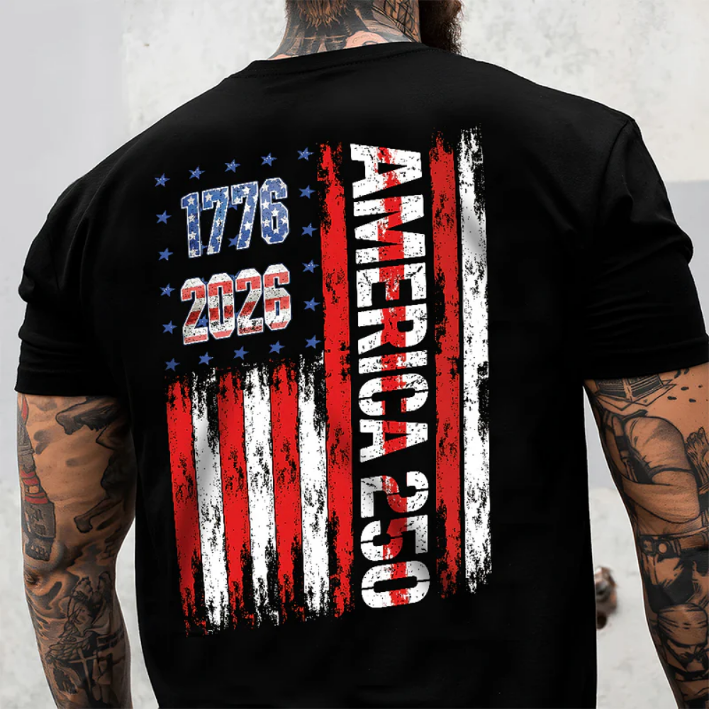 Custom Name America 250th 1776-2026 Back & Front Dark Shirt