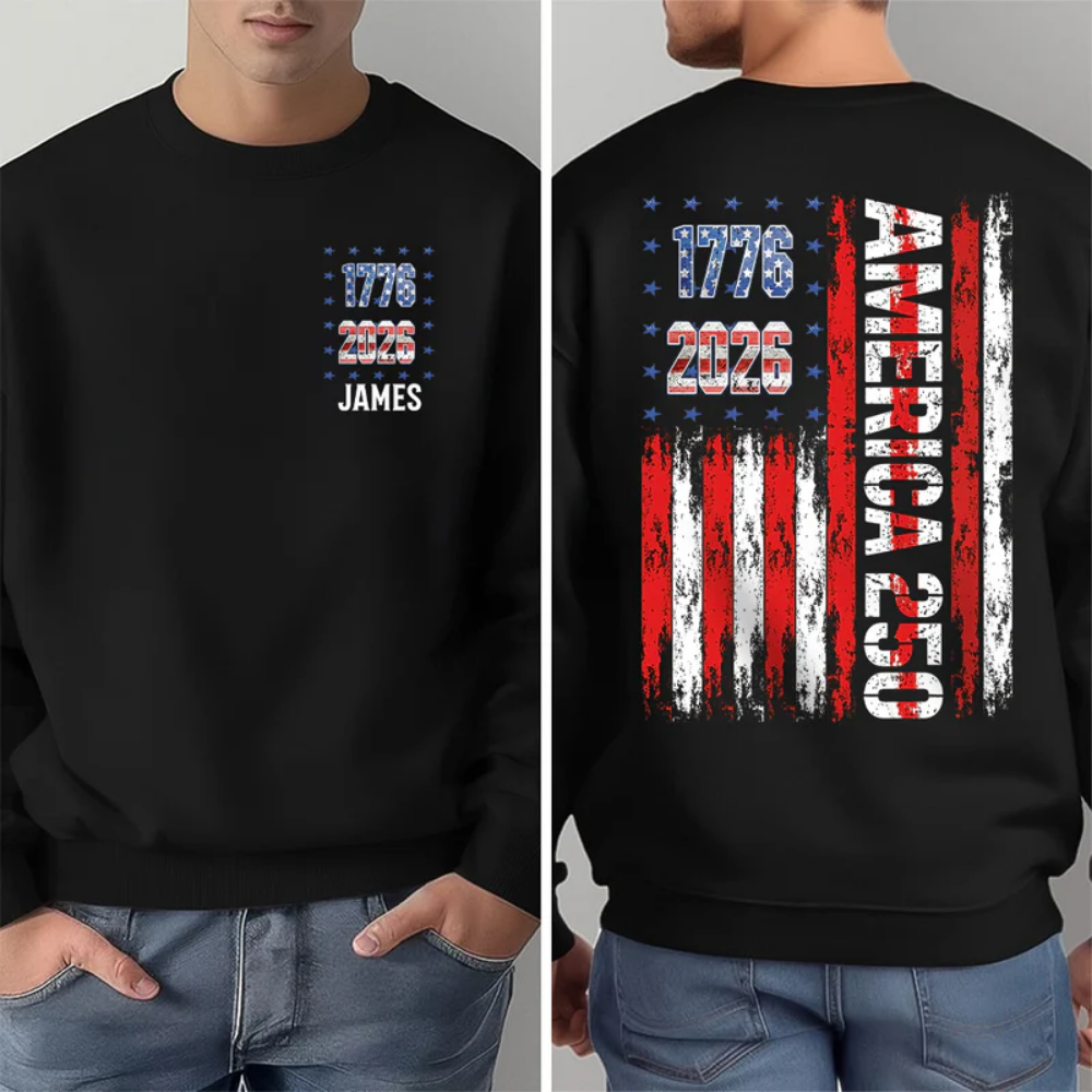 Custom Name America 250th 1776-2026 Back & Front Dark Shirt