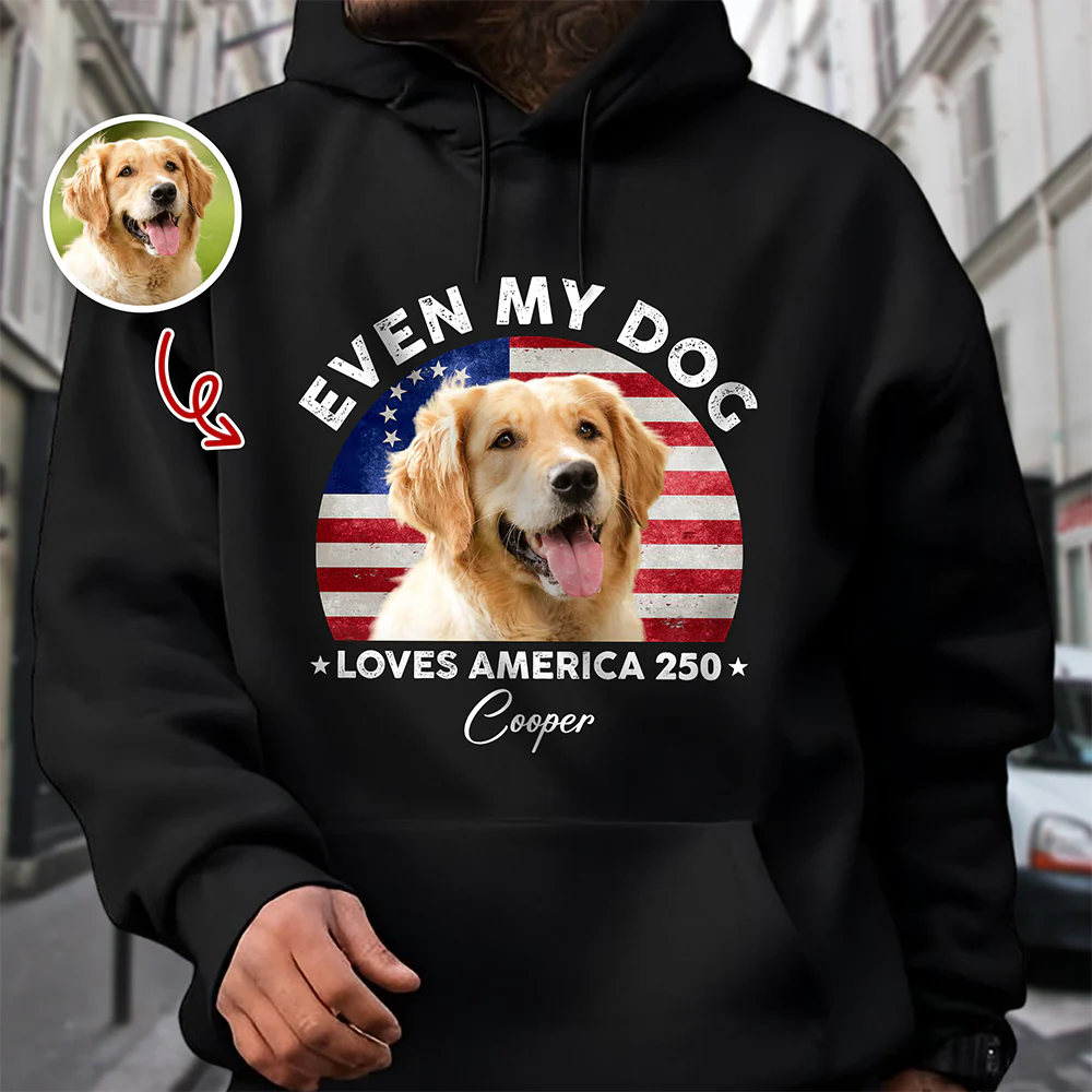 Custom Photo Even My Dogs Love America 250 Shirt