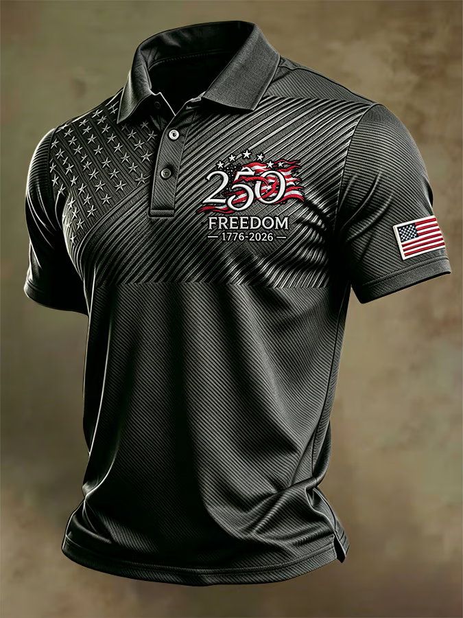 🔥Buy 2 Get 10% OFF 🔥Men'S American Flag Print Casual Polo Shirt
