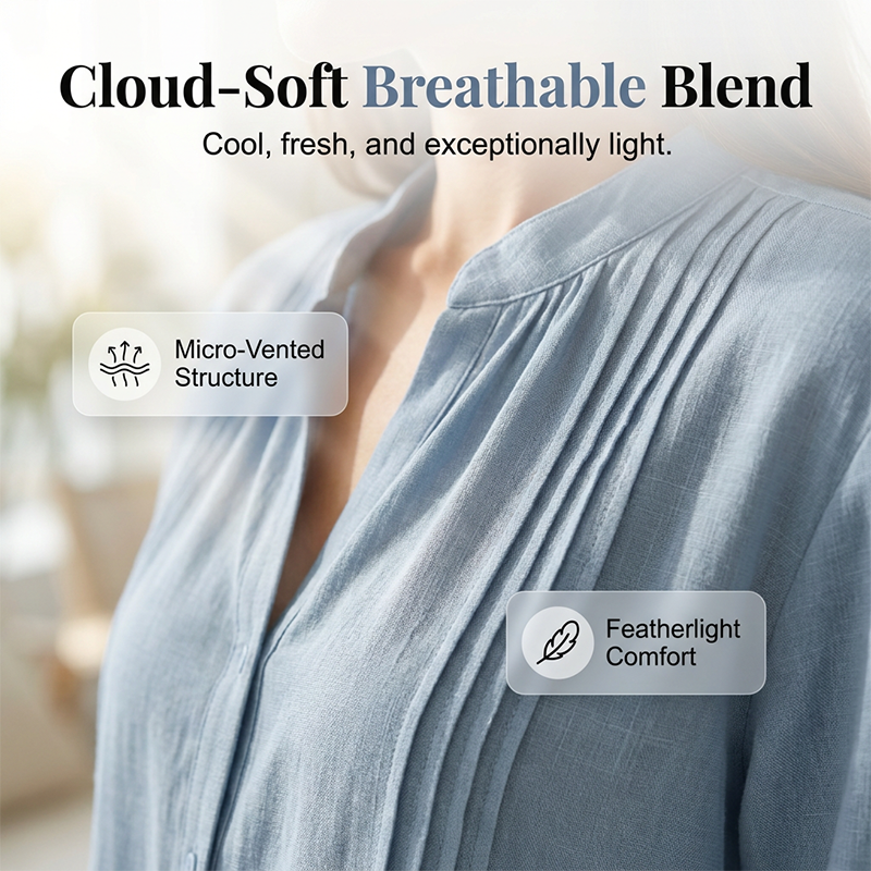 🔥New Arrivals & Special Offers-Women's Casual Mandarin Collar Pintuck Top