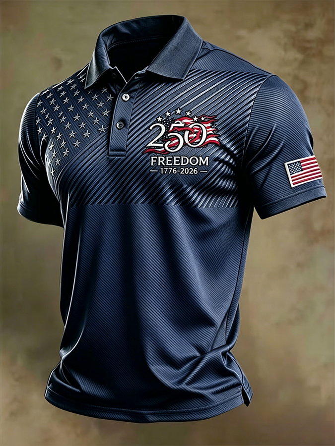 🔥Buy 2 Get 10% OFF 🔥Men'S American Flag Print Casual Polo Shirt