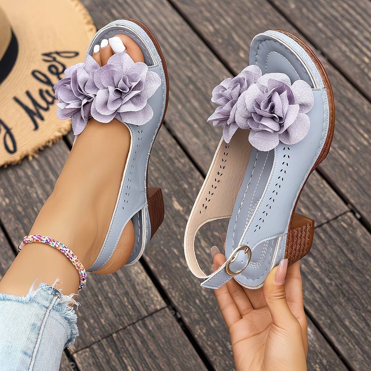 Women's Stylish Floral Chunky Heels