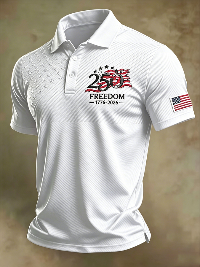 🔥Buy 2 Get 10% OFF 🔥Men'S American Flag Print Casual Polo Shirt