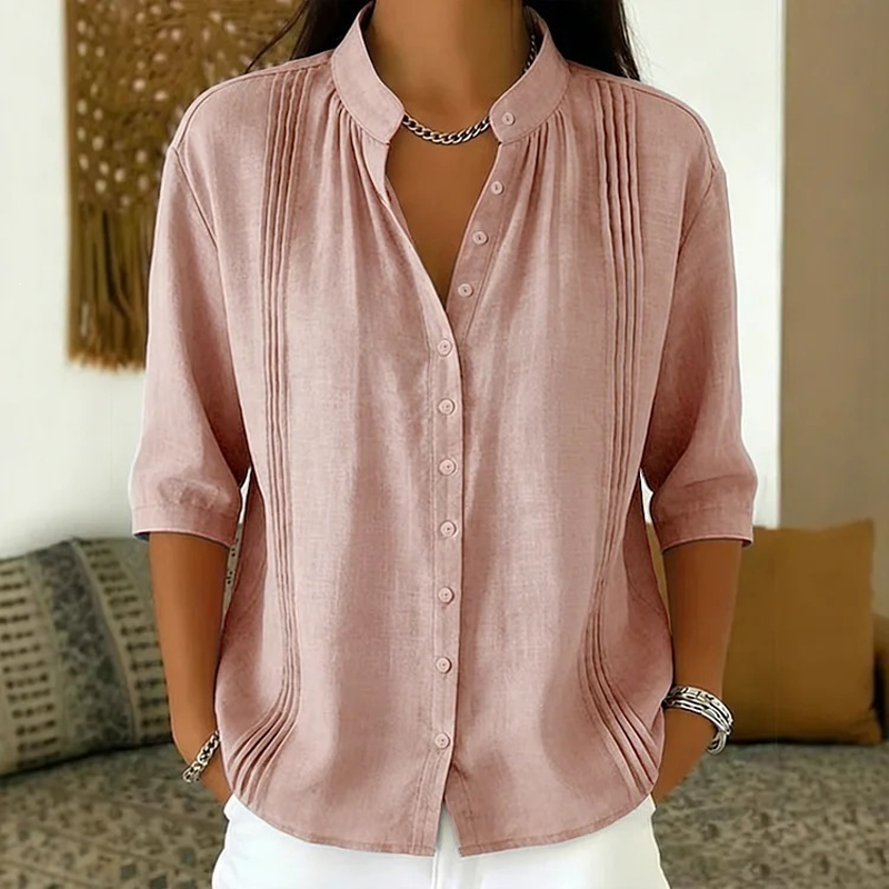 🔥New Arrivals & Special Offers-Women's Casual Mandarin Collar Pintuck Top