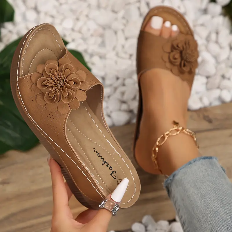🔥 Last Day: 70% Off 🔥Women's Floral Decor Comfort Wedge  Sandals
