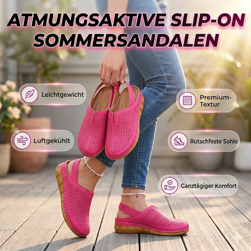 👡Lässige perforierte Keilabsatz-Slingback-Sandalen für Damen✨