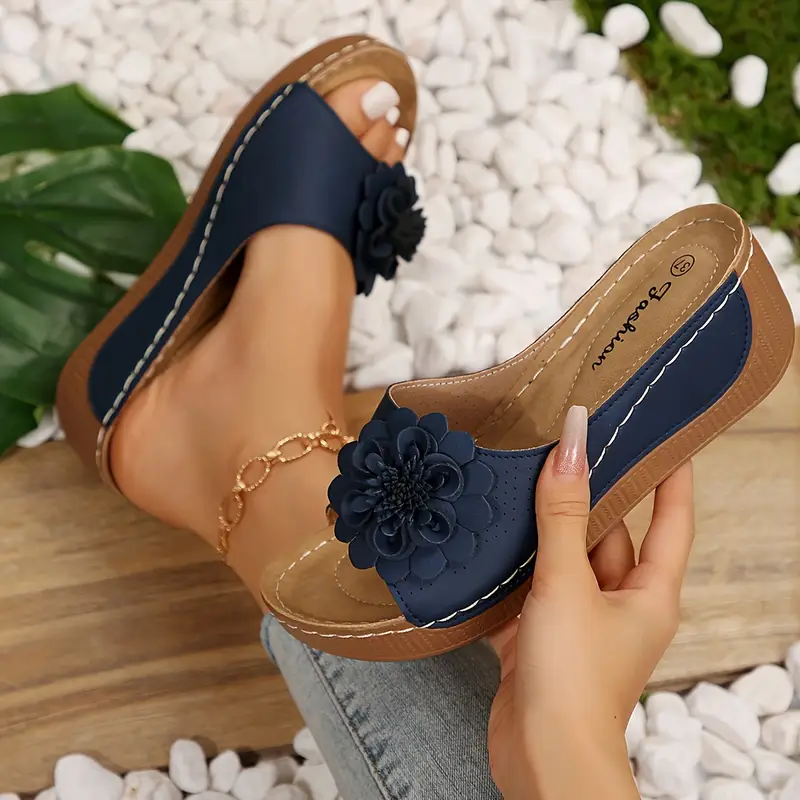🔥 Last Day: 70% Off 🔥Women's Floral Decor Comfort Wedge  Sandals