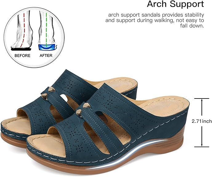 SHIBEVER Wedge Sandals for Women Hollow Out Slip On Platform Wedge Sandals Summer Casual Walking Shoes