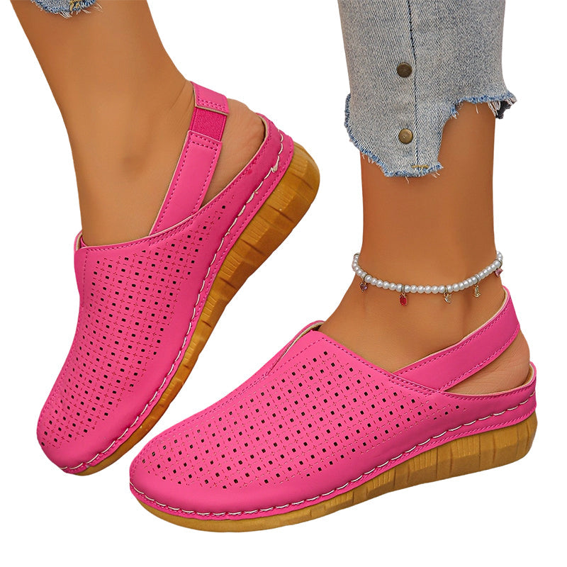 👡Lässige perforierte Keilabsatz-Slingback-Sandalen für Damen✨