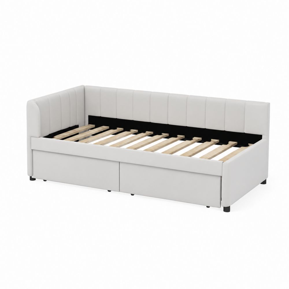 Letto in Pelle Sintetica con Contenitore Bianco 200x90x80 cm