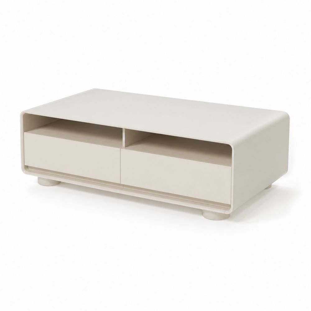 Tavolino da caffè con cassetti in MDF Bianco 120x60x40 cm