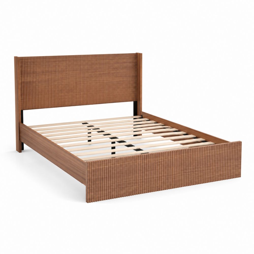 Letto Matrimoniale in Legno e Rattan 200x160 cm
