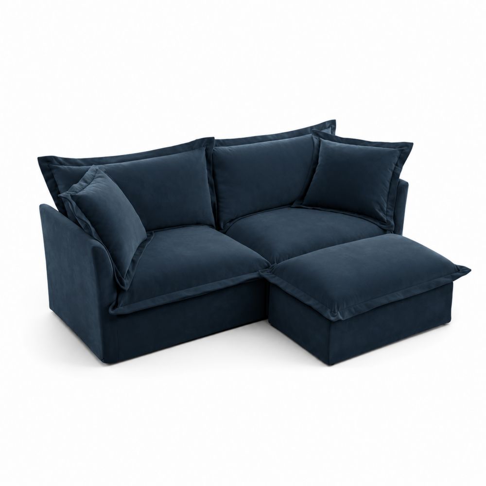 Divano modulare angolare in velluto blu