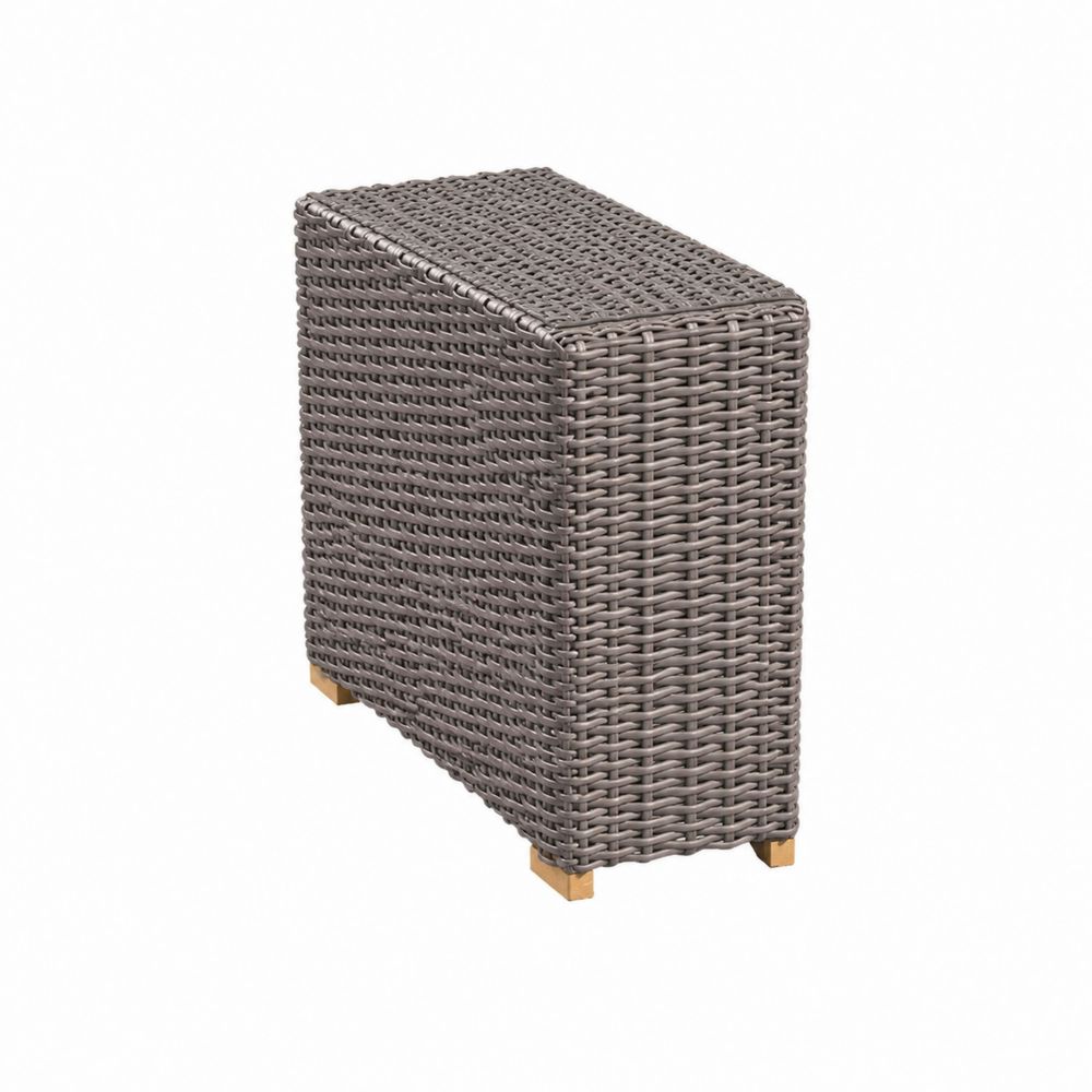Tavolino laterale in rattan sintetico grigio
