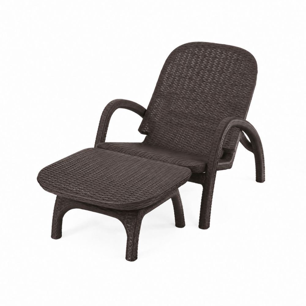 Sedia con Poggiapiedi in Rattan Sintetico Marrone