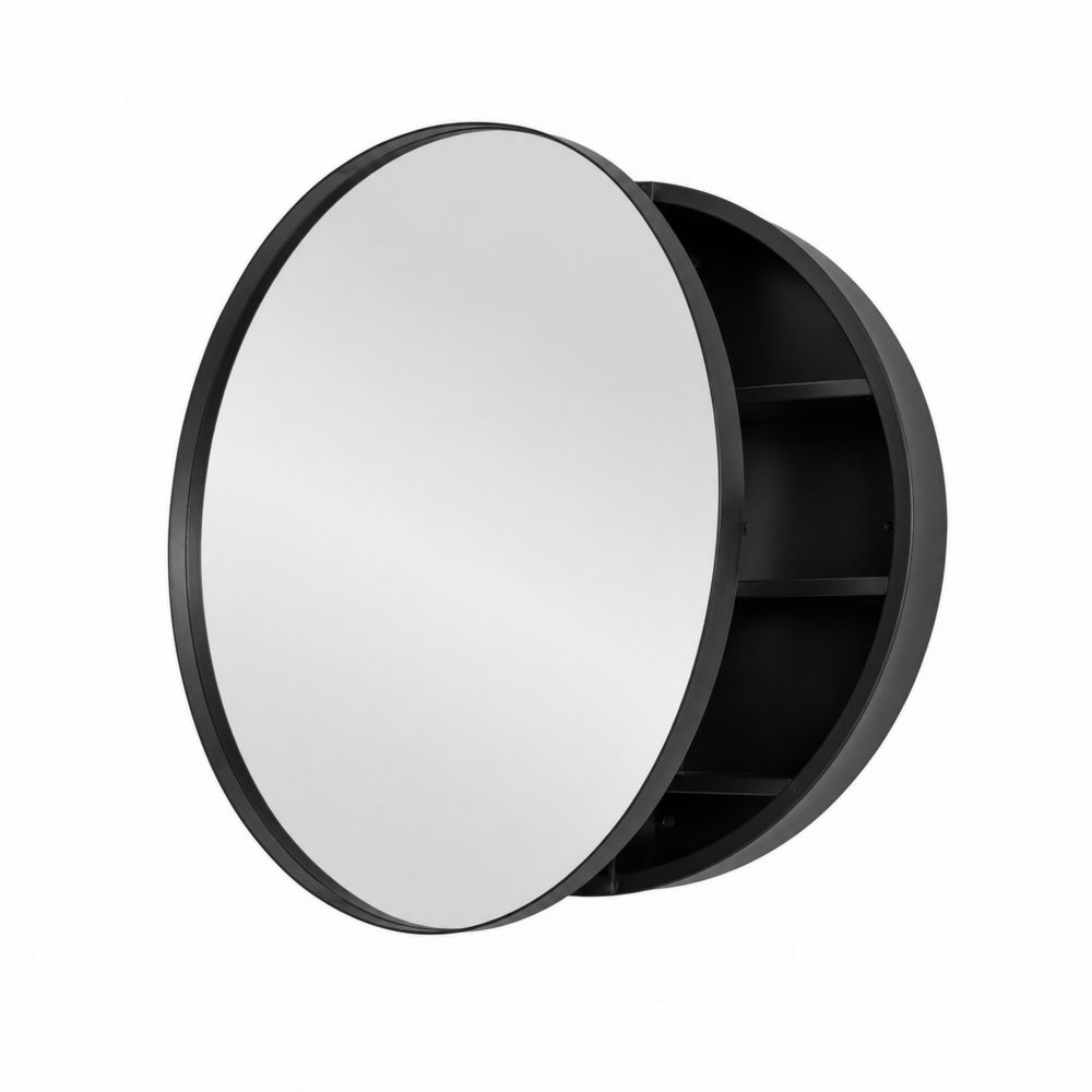 Specchio contenitore rotondo Ø50cm metallo nero