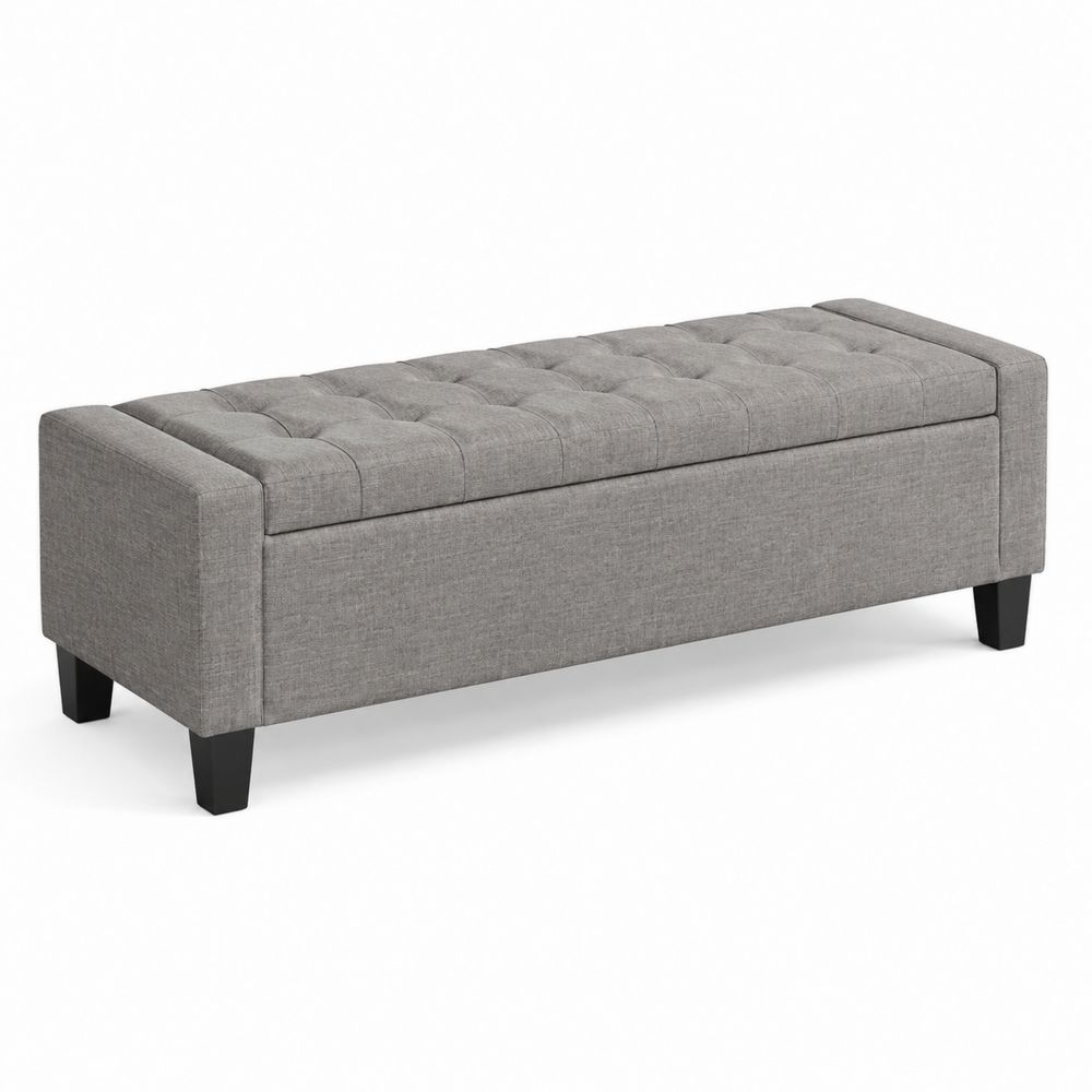 Panca contenitore in tessuto poliestere Grigio 120x40x40 cm