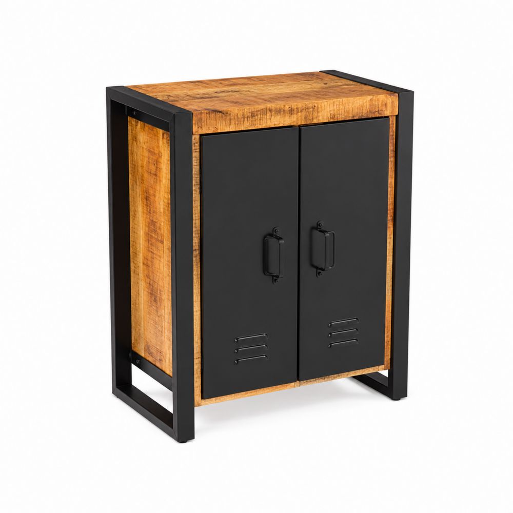 Credenza in legno di mango e metallo nero 90x35x120 cm
