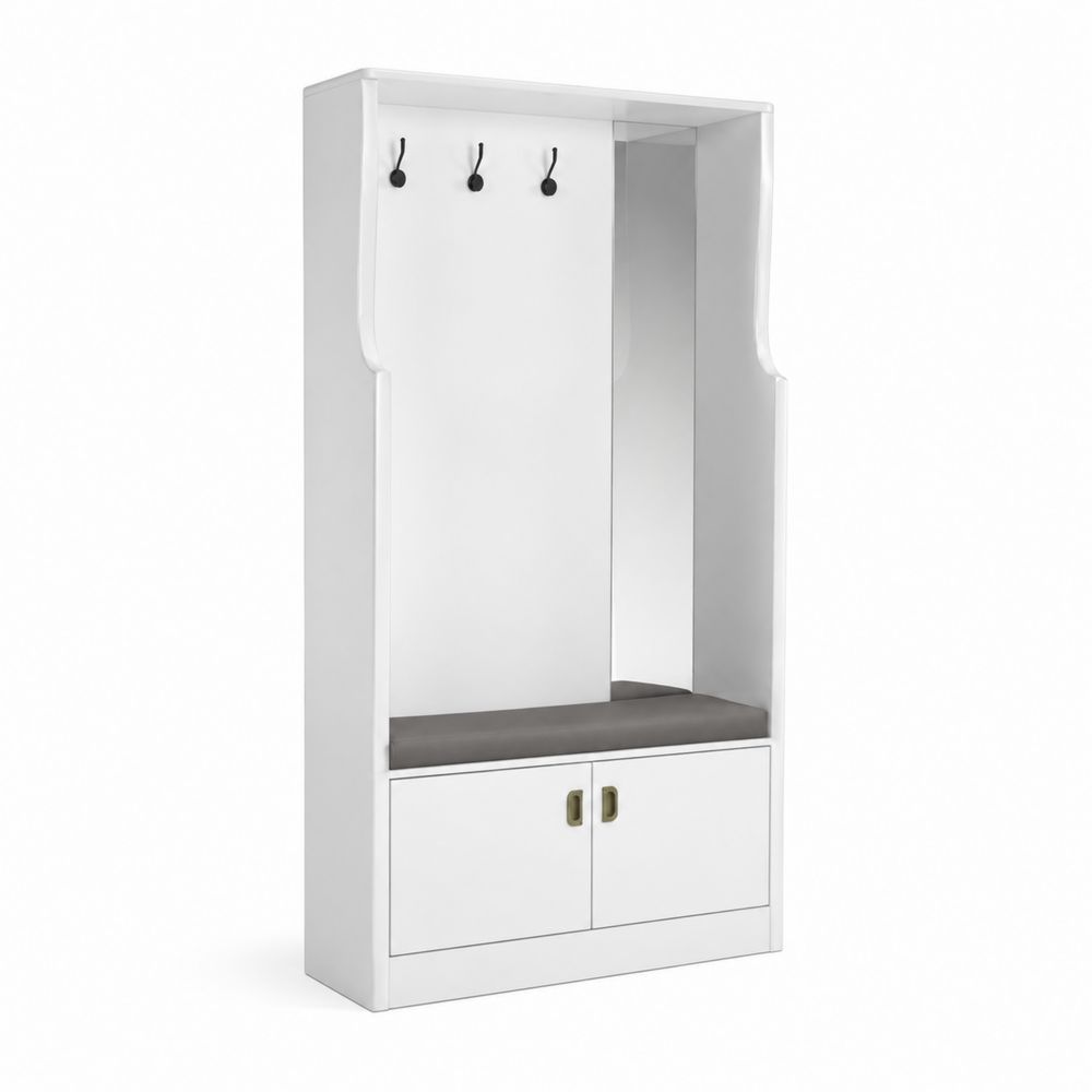 Appendiabiti da Ingresso in MDF con Specchio e Seduta