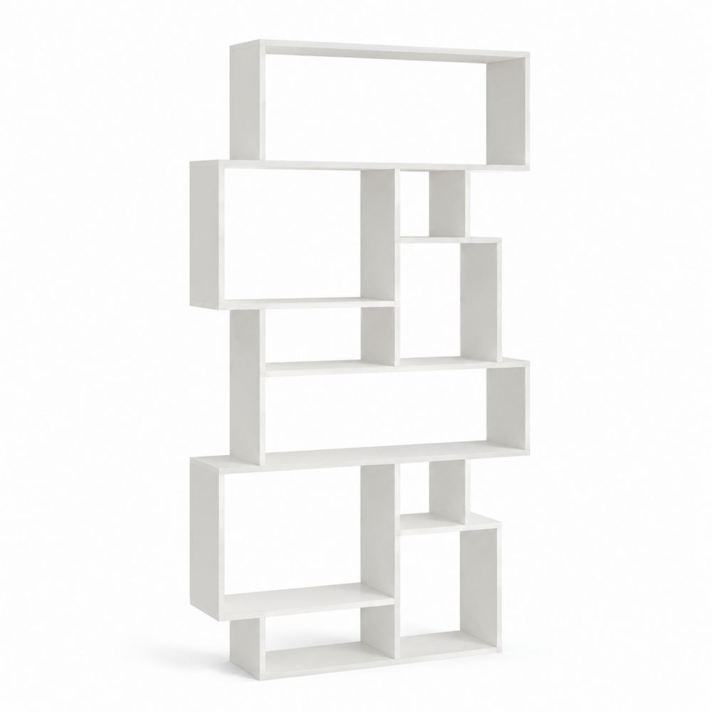 Libreria modulare in legno composito bianco 175x105x25 cm
