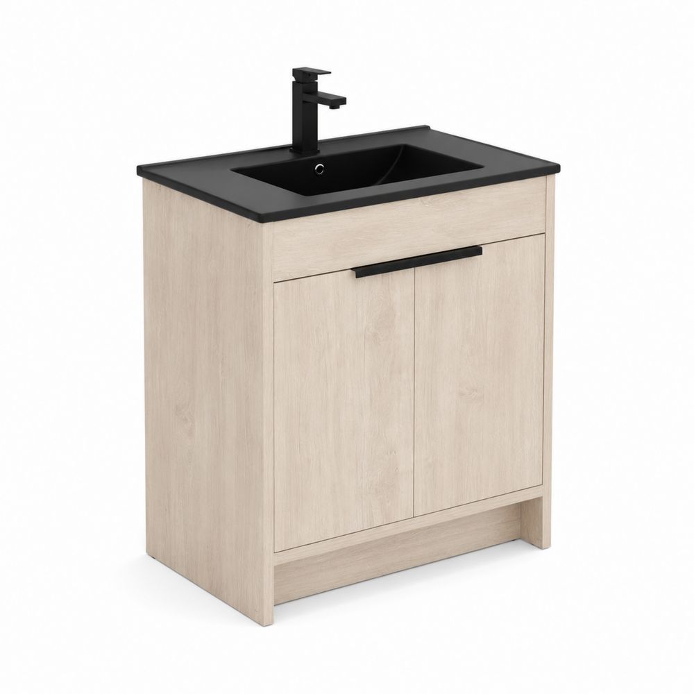 Mobile lavabo legno con lavabo ceramica nera
