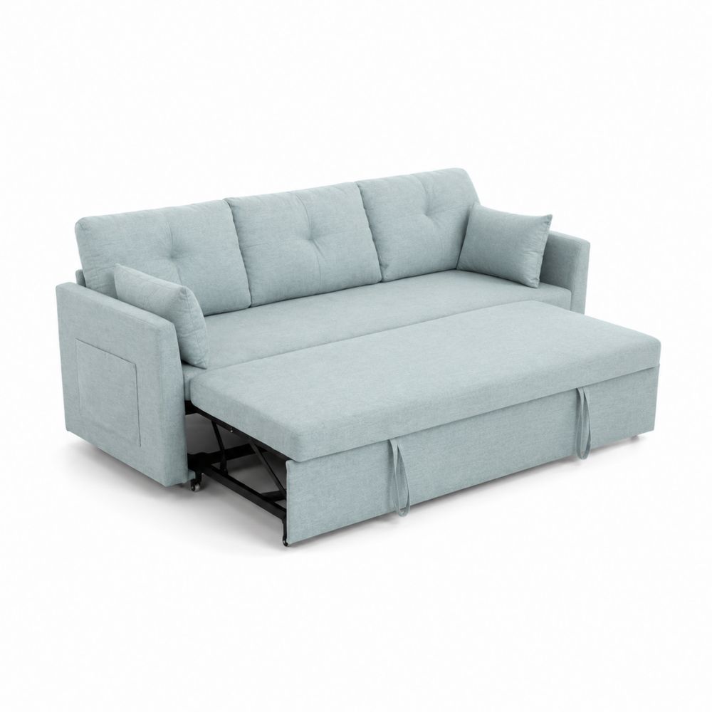 Divano Letto in Metallo e Tessuto Azzurro