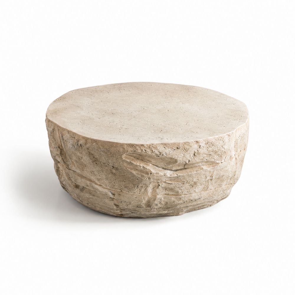 Tavolino rotondo in pietra naturale