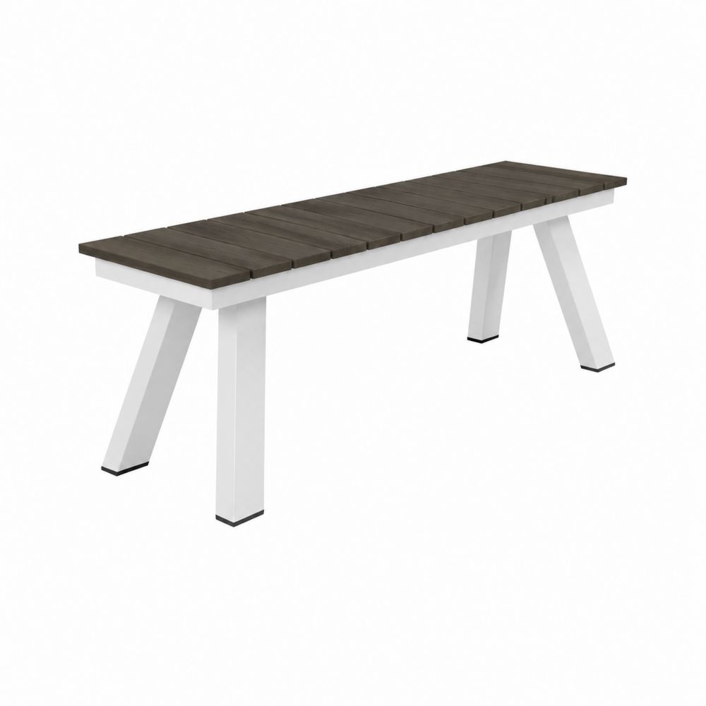 Panca da giardino in metallo e legno 150x40x45 cm Bianco/Marrone