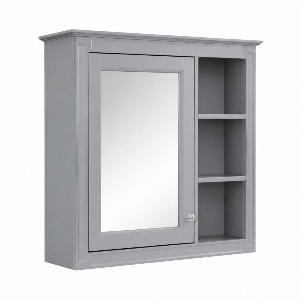 Armadietto da Bagno con Specchio e Mensole Grigio 60x70x20 cm
