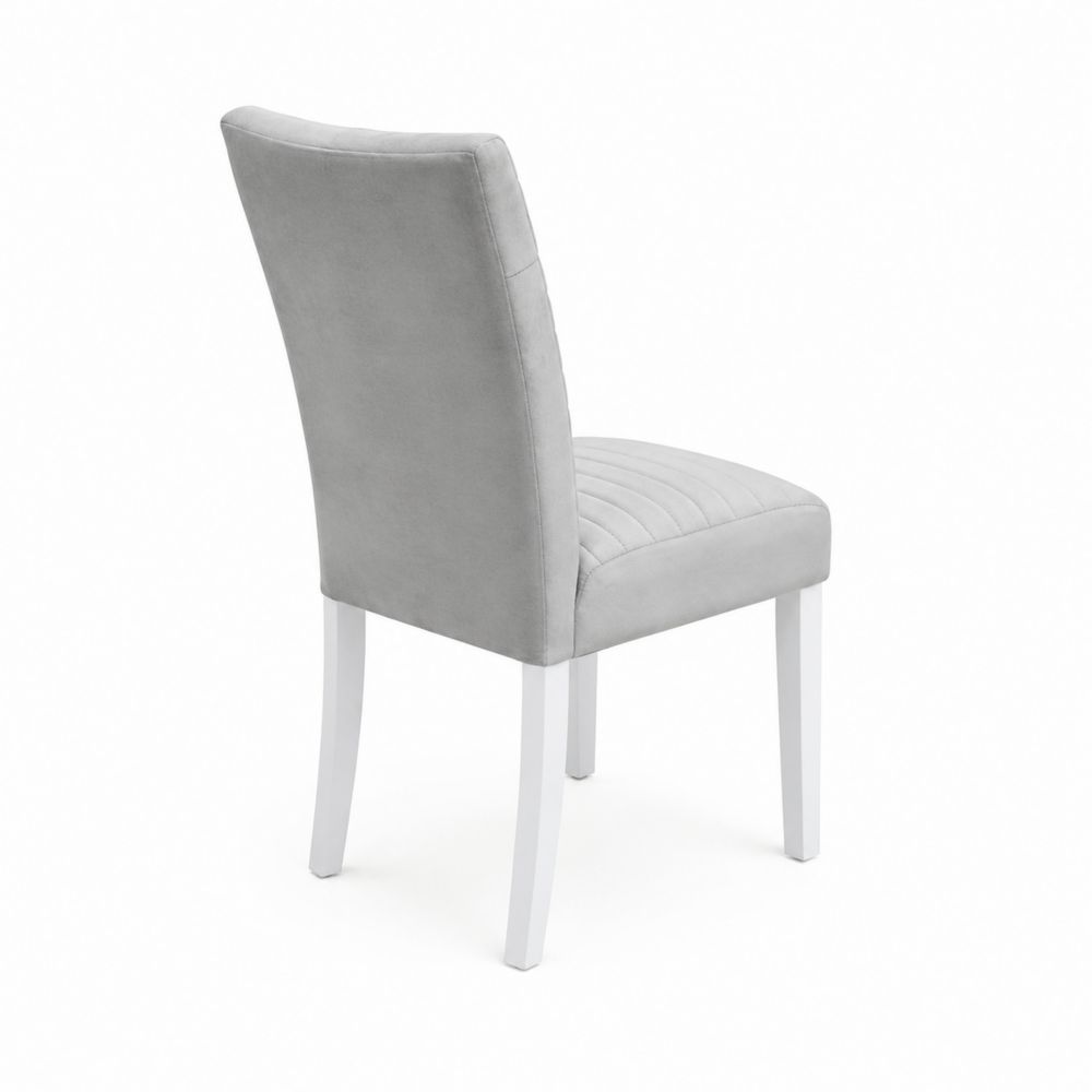 Sedia da pranzo in velluto con gambe in legno grigio