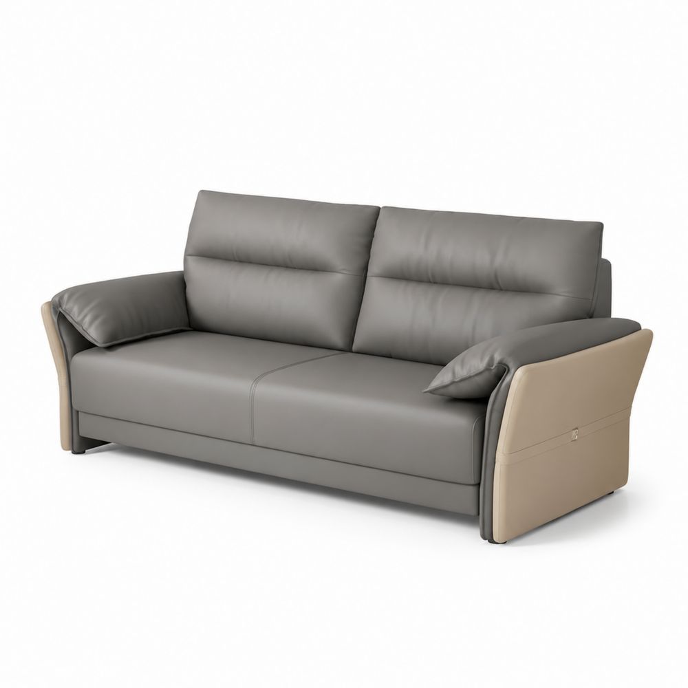 Divano a 3 posti in finta pelle Grigio e Beige
