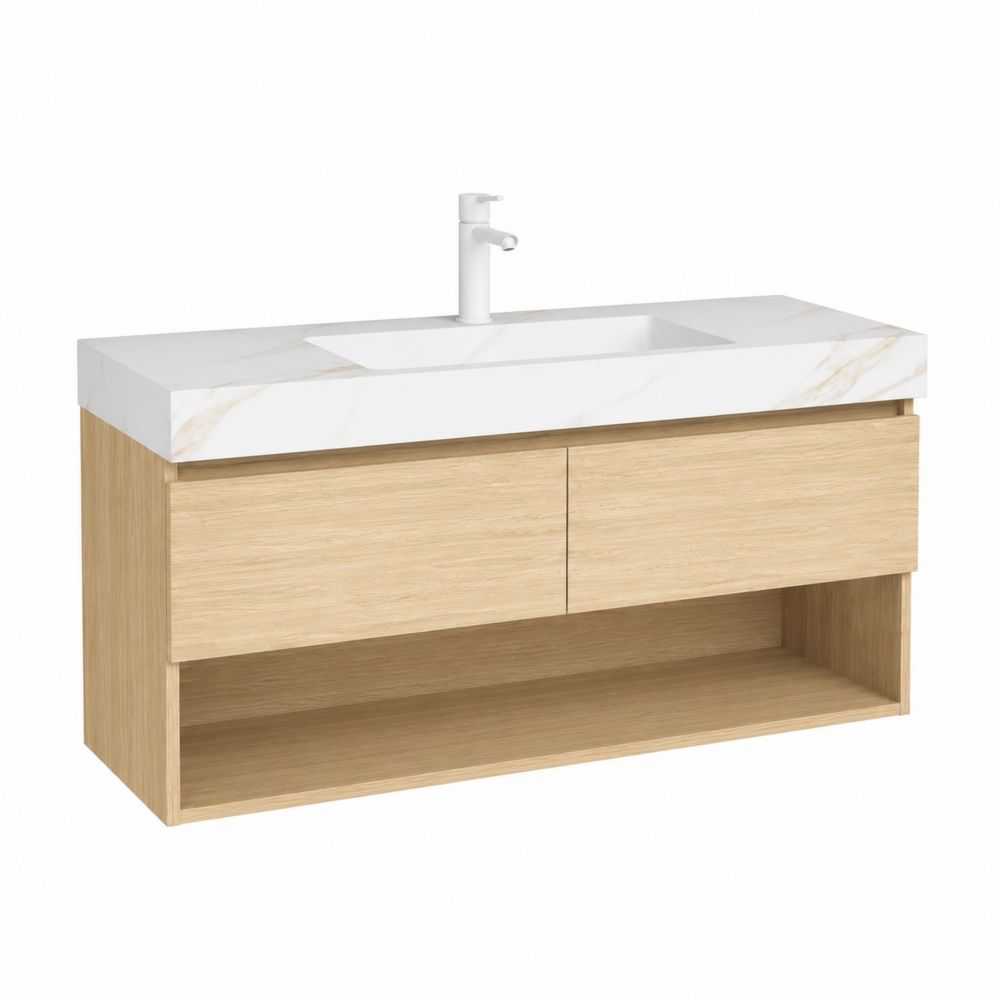 Mobile lavabo singolo legno e ceramica 120x46x60 cm