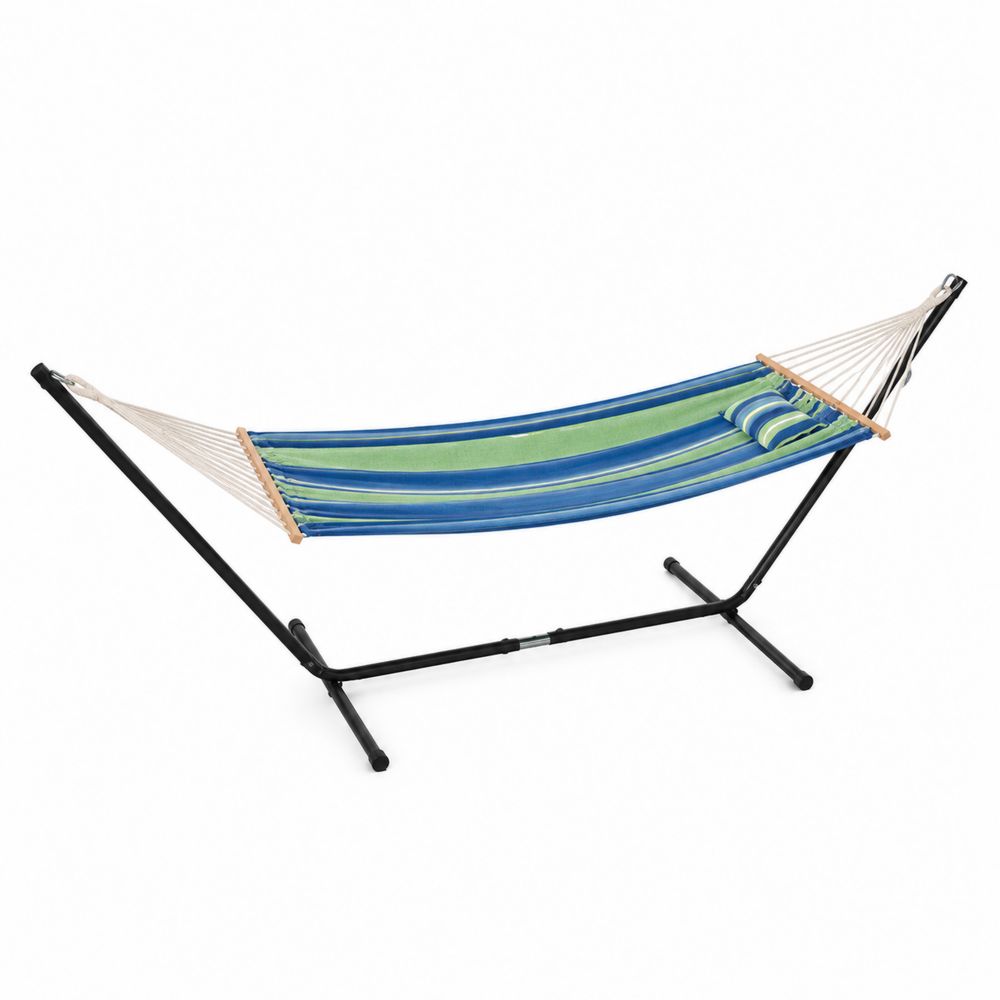 Amaca in Cotone con Supporto in Metallo Blu e Verde