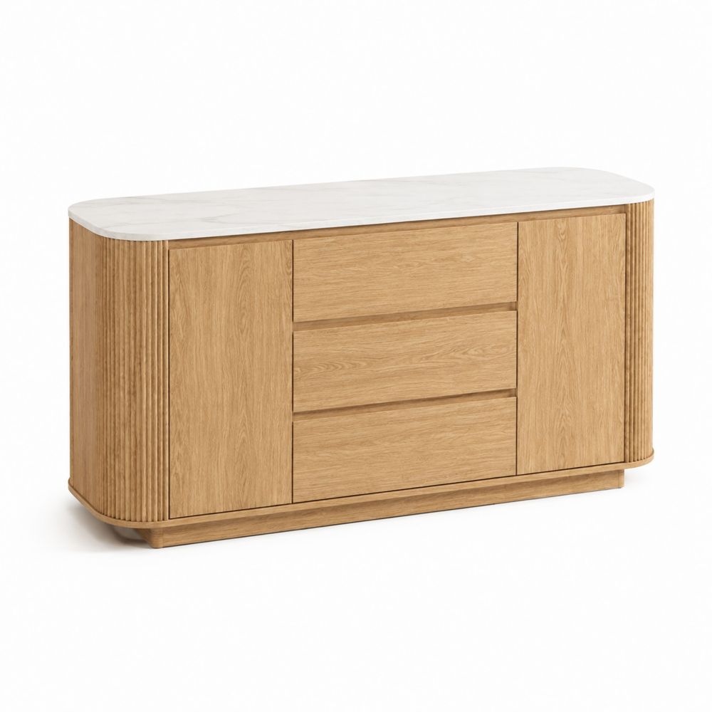 Credenza in legno di rovere con superficie in marmo