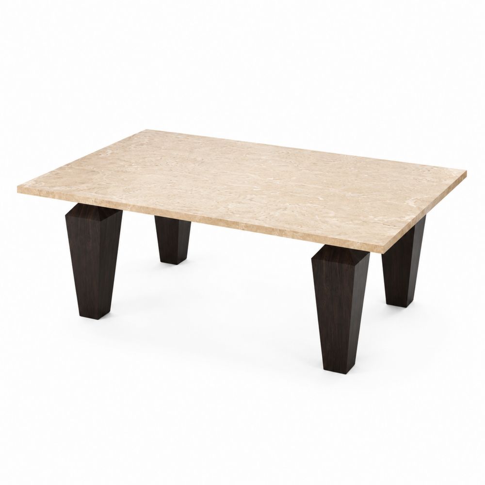 Tavolino da caffè in Marmo e Legno Rettangolare 120x60x40 cm