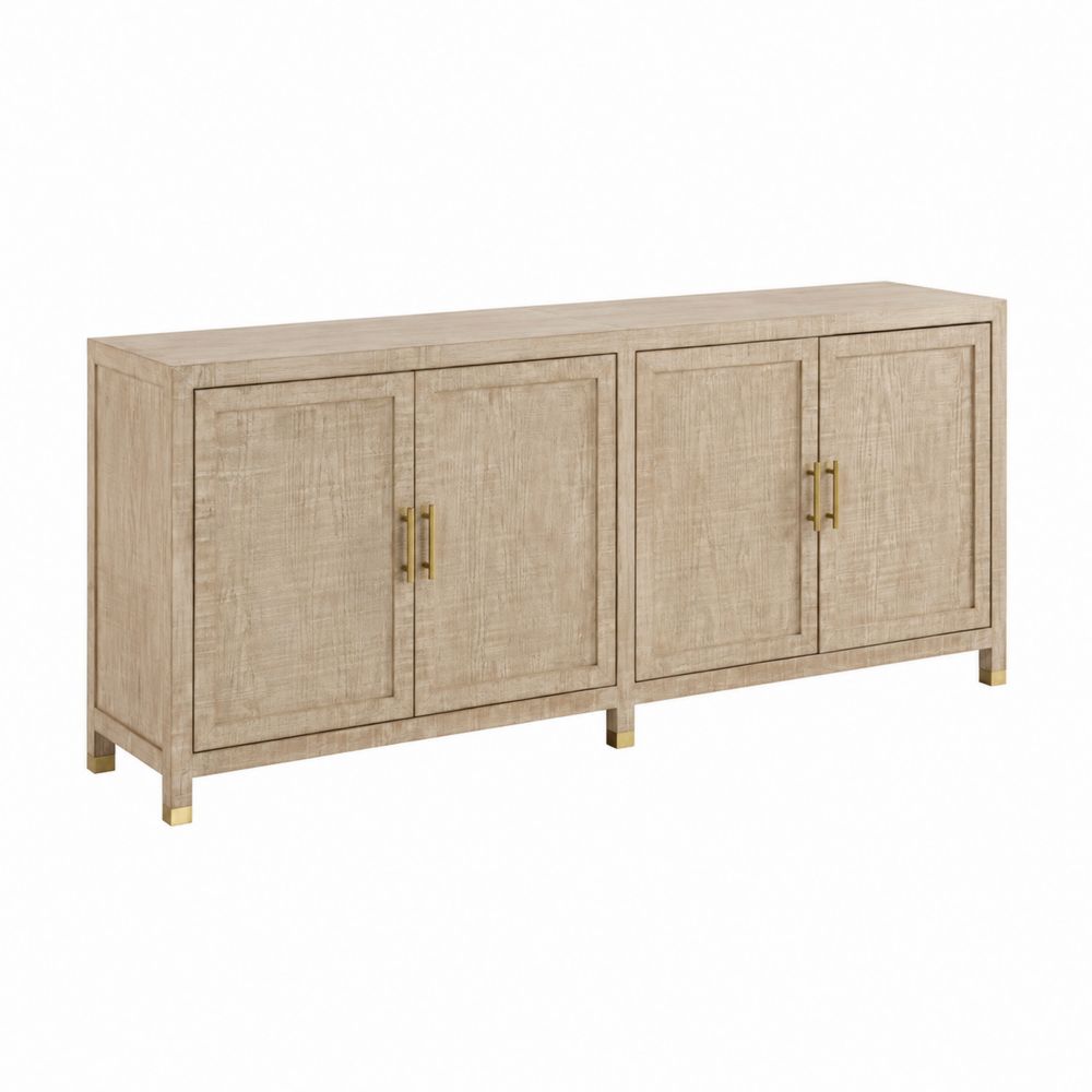 Credenza Rettangolare in Legno di Frassino con Maniglie in Metallo