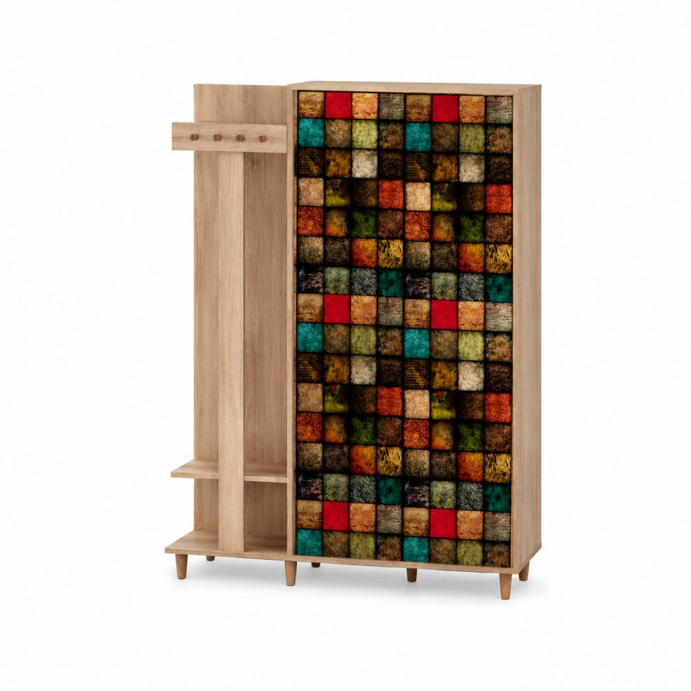 Armadio in legno con design a stampa multicolore 180x100x40 cm