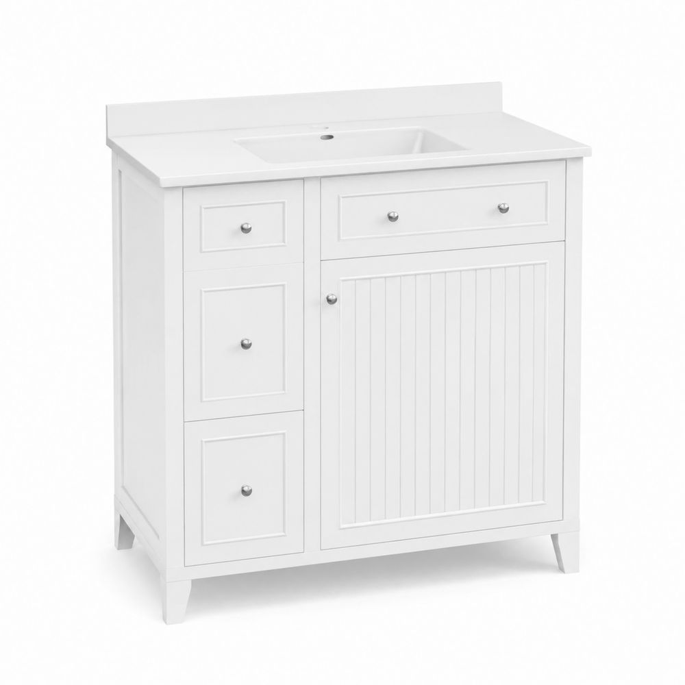 Mobile lavabo singolo rettangolare 80 cm in MDF, Bianco