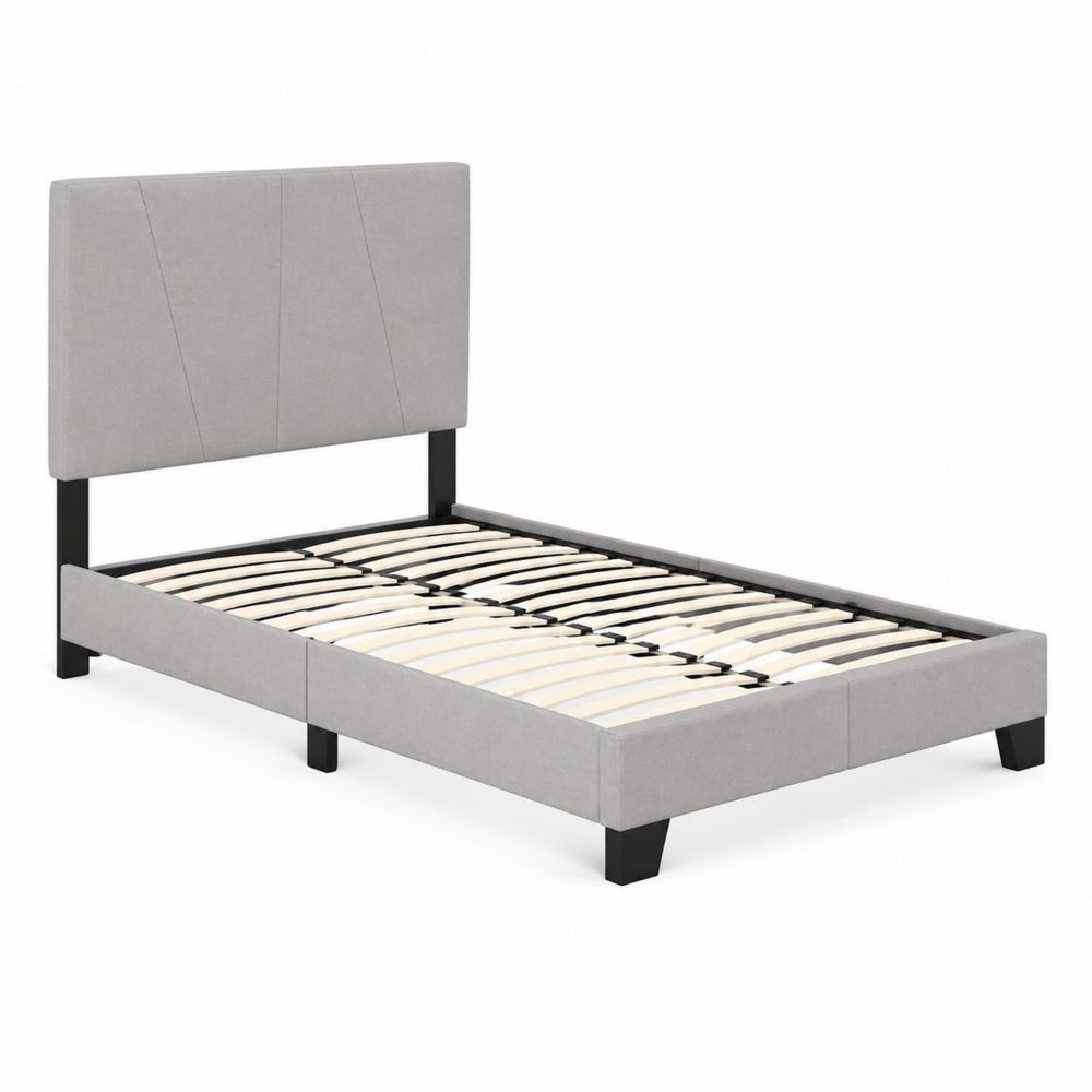 Letto Singolo in Tessuto Grigio e Struttura in Metallo 200x90 cm