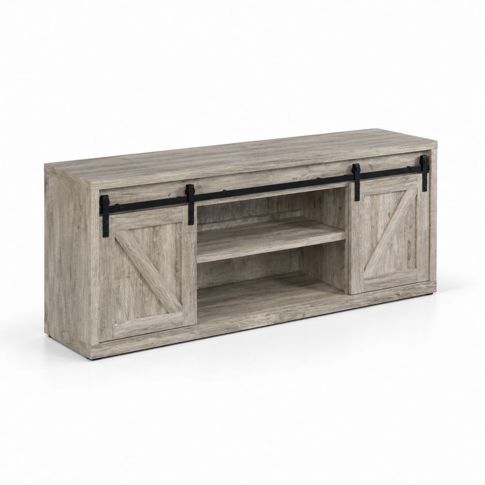 Mobile TV in Legno Composito con Porte Scorrevoli 140x40x50 cm-Zenwooda