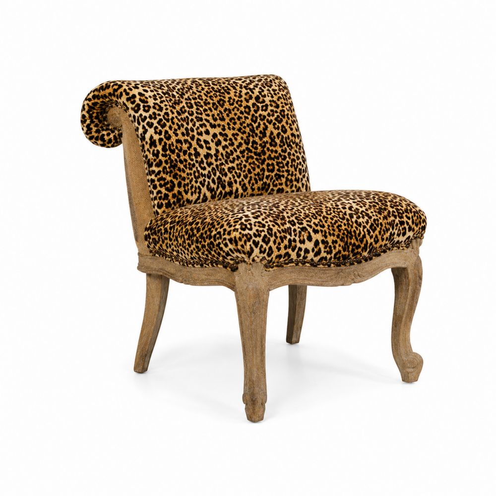 Sedia in Legno di Quercia con Tessuto Leopardato-Zenwooda
