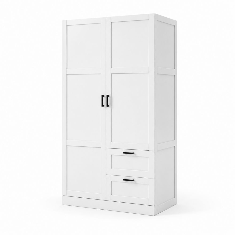 Armadio MDF Bianco con Cassetti e Ante-Zenwooda