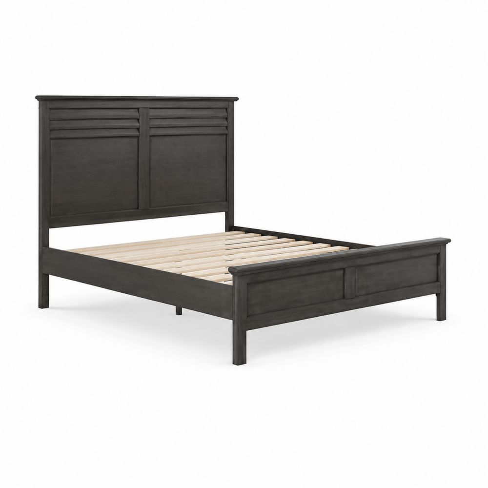 Letto in Legno Massello Grigio Antracite 200x160 cm-Zenwooda